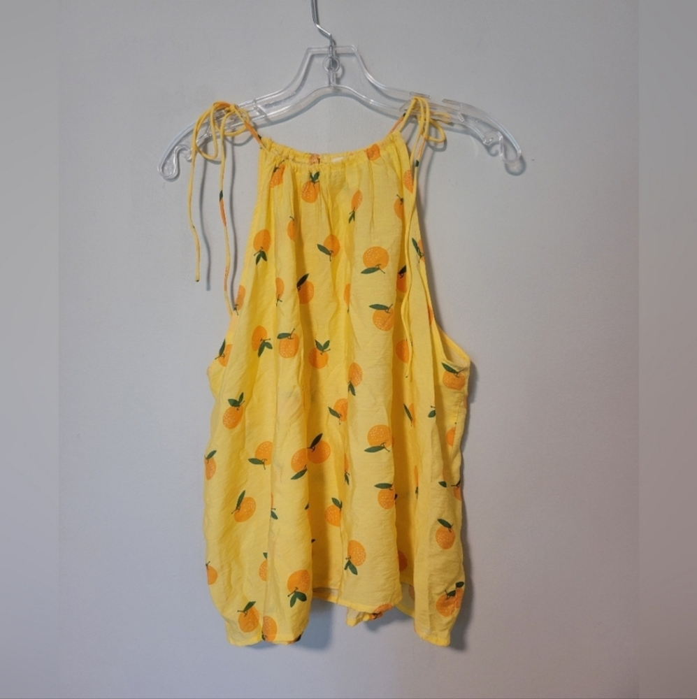 Perch by Blu Pepper Tank Yellow with Orange Pattern Size 2XL Tie Straps
